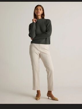 Quince | NWT Stretch Crepe Cream Ankle Pants - Women's